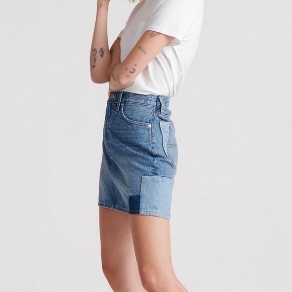 Lucky Brand Patchwork Color Block Denim Mini Skirt 26 - Picture 2 of 10